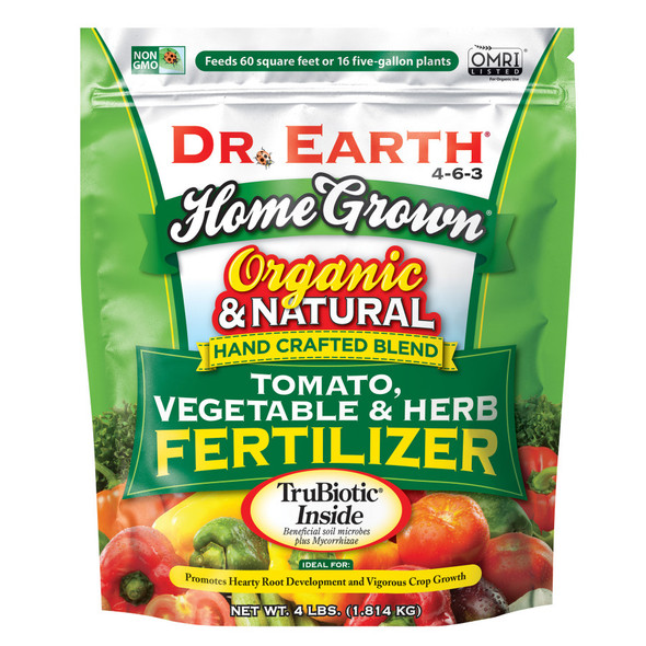Dr. Earth Home Grown Premium Tomato, Vegetable & Herb Fertilizer 4-6-3 - 4 lb