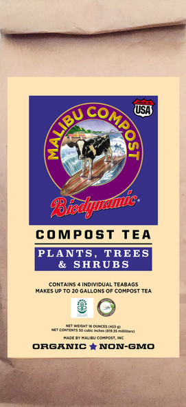 Malibu Compost Biodynamic Organic Compost Tea for Plants, Trees & Shrubs - 4 pk, 1 lb