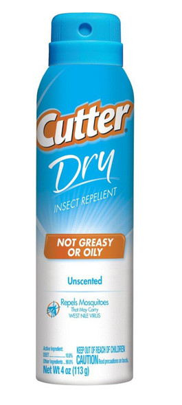 Cutter Dry Insect Repellent Mosquitoes Unscented Aerosol - 4 oz