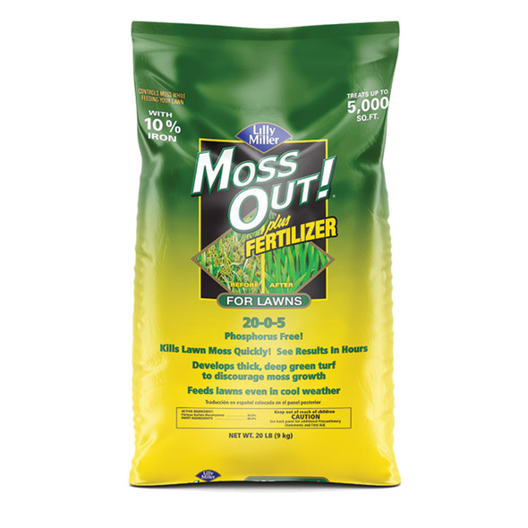 Lilly Miller Moss Out! For Lawns Plus Fertilizer No Phosphorous 20-0-5 - 20 lb
