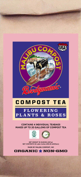 Malibu Compost Biodynamic Organic Compost Tea for Flowering Plants & Roses - 4 pk, 1 lb