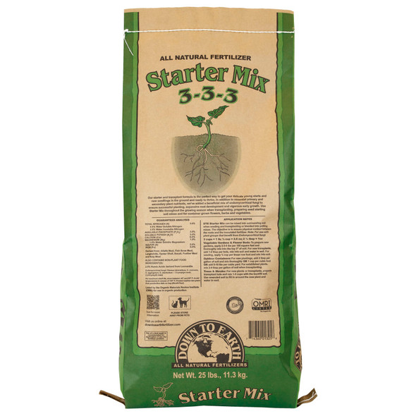 Down To Earth Starter Mix All Natural Fertilizer Organic 3-3-3 - 25 lb