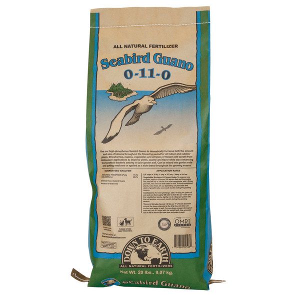 Down To Earth Seabird Guano All Natural Fertilizer 0-11-0 - 20 lb