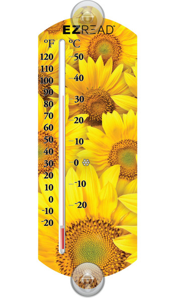 E-Z Read Thermometer Sunflowers Yellow 10 in