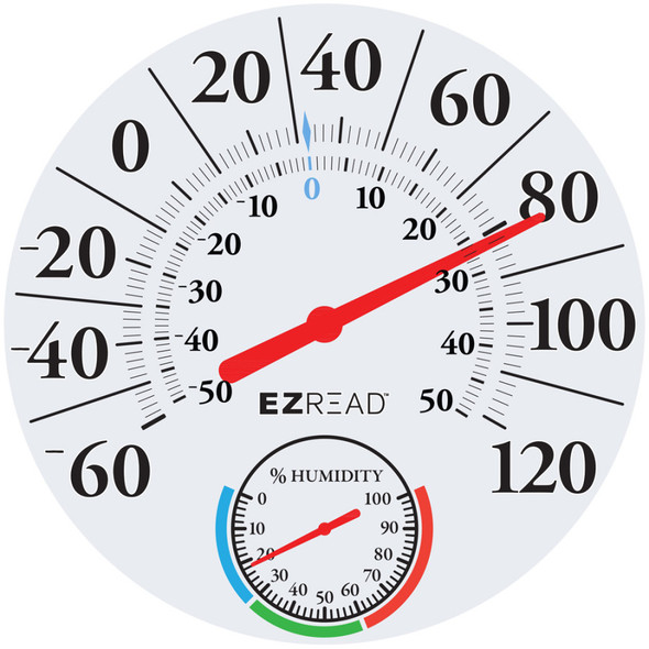 E-Z Read Dial Thermometer - 12.5 in - White