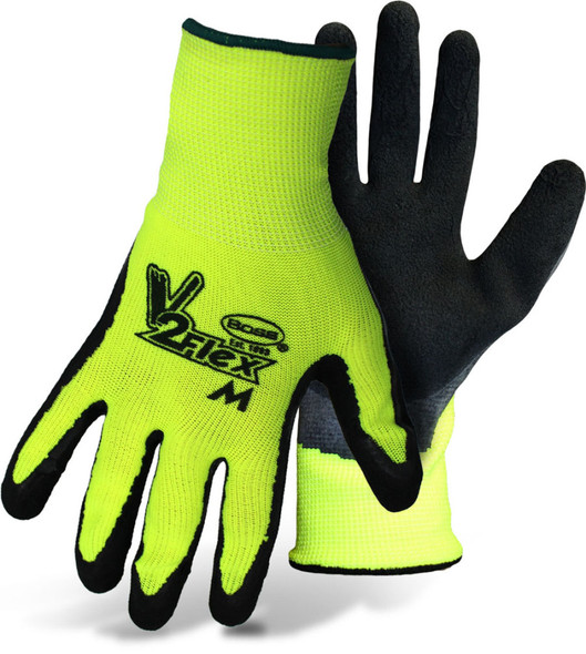 Boss V2 Flexi Grip High-Vis Polyester Knit Latex Palm Glove - MD