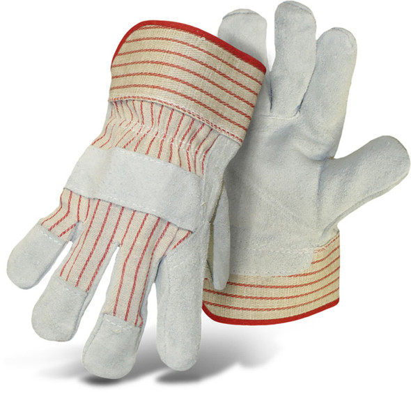 Boss Economy Cowhide Split Leather Palm Glove - LG - Grey/Red