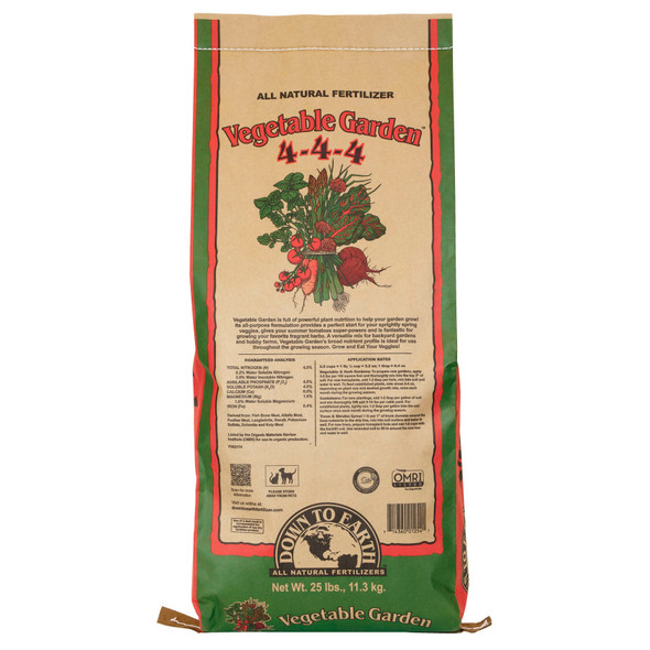 Down To Earth Vegetable Garden Natural Fertilizer 4-4-4 - 25 lb