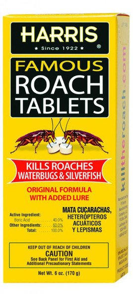 Harris Famous Roach Tablets also Kills Waterbugs & Silverfish - 6214.1