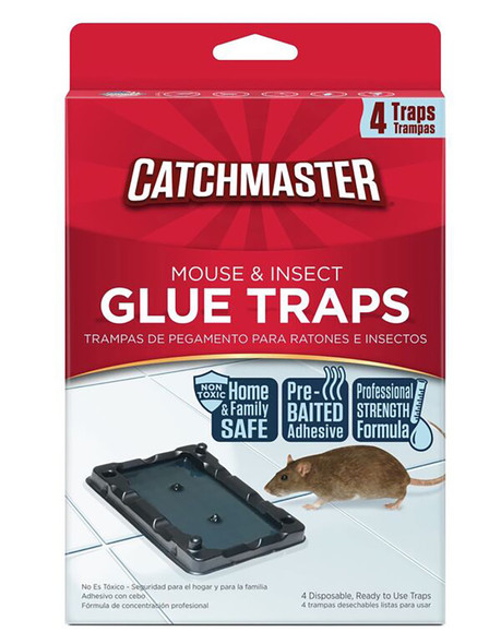 Catchmaster Mouse & Insect Glue Traps Pre-Baited - 4 pk