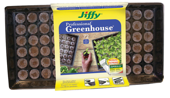 Jiffy Greenhouse Cells with Superthrive Labels 36MM Black 72 Cells