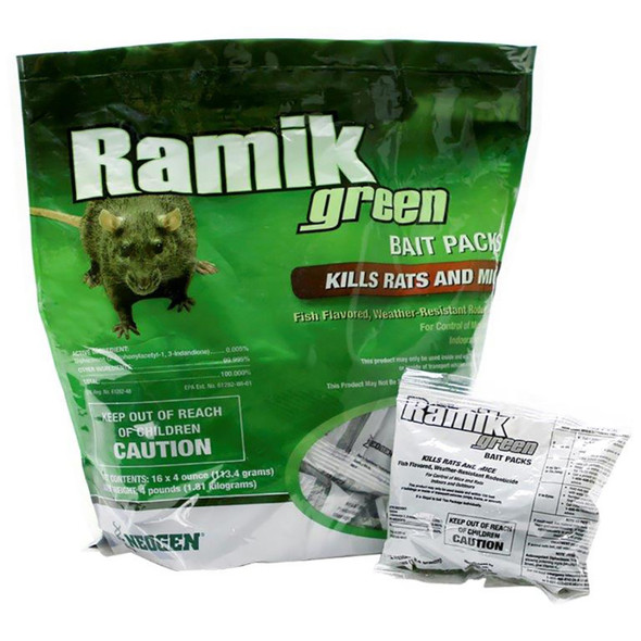 Ramik Green Bait Packs Kills Rats & Mice - 16 pk, 4 oz