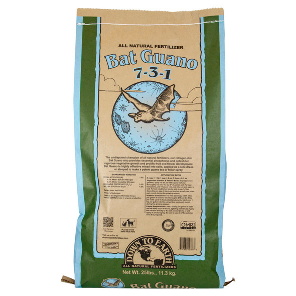 Down To Earth Bat Guano Natural Fertilizer 7-3-1 - 25 lb