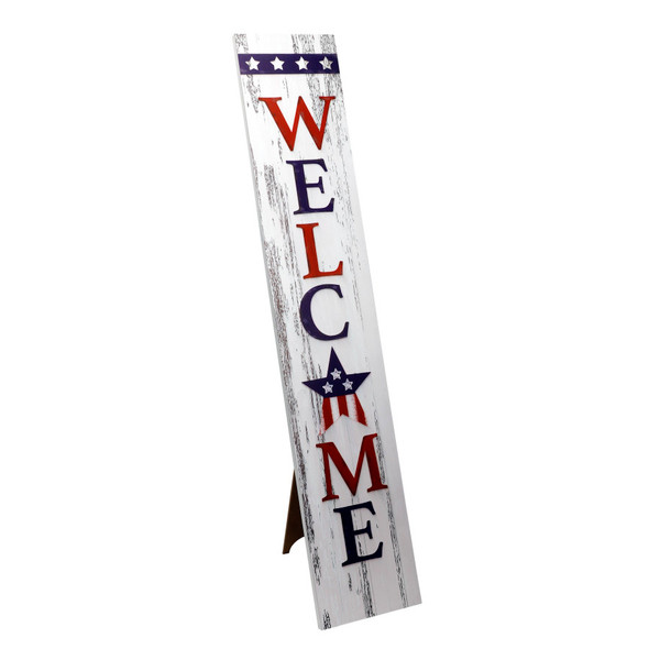 Alpine Wooden American Porch Welcome Sign With Black Easel