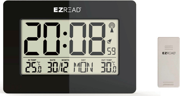 E-Z Read Digital Wall Clock & Thermometer - One Size