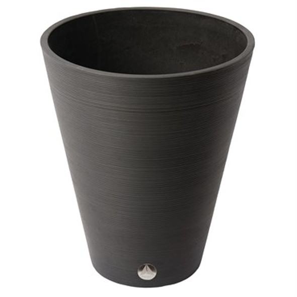 Algreen Products Valencia Round Ribbed Tapered Planter Ribbed Black - 15in x 18.5in