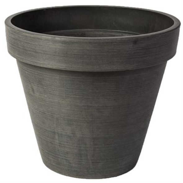 Algreen Products Valencia Round Banded Planter Spun Charcoal - 10in x 8in