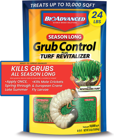 BioAdvanced Season Long Grub Control Plus Turf Revitalizer 24lb Granular - Treats Up to 10,000sq ft - 36/plt