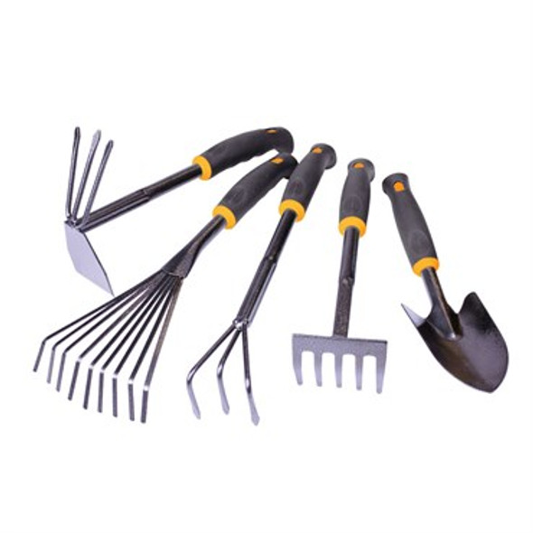 Centurion Hammerstone Hand Tools 5pc Hand Tool Set: Trowel, Transplanter, Hoe/Cultivator, 2 In 1 Tool & Rake