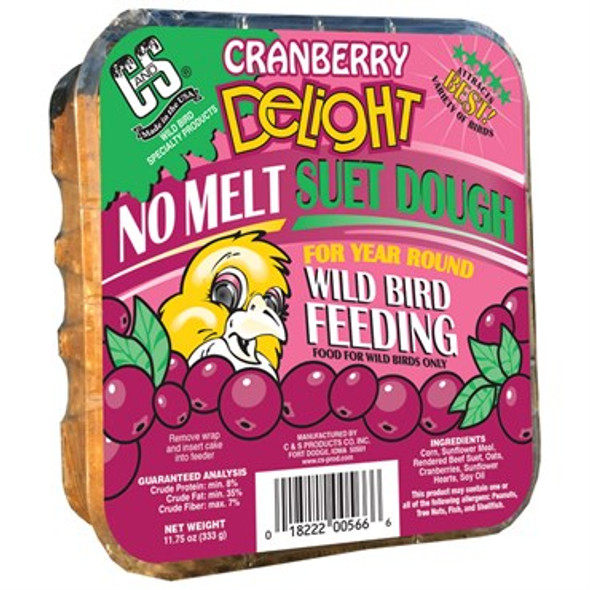 C&S Products Cranberry Delight No Melt Suet Dough Character Label, 11.75oz