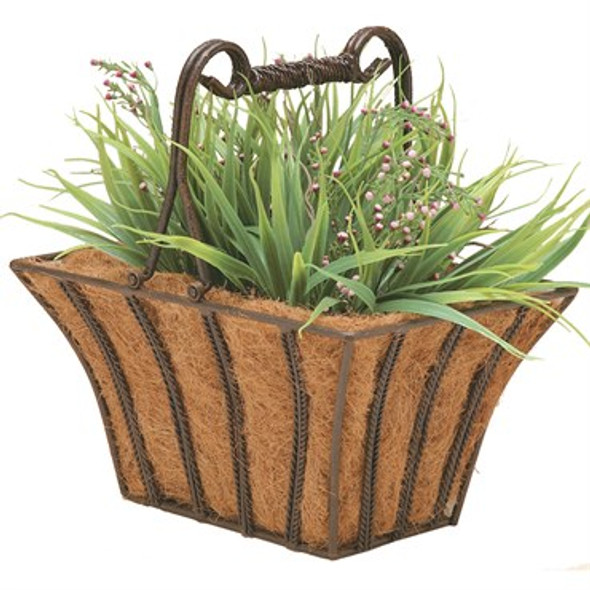 Deer Park Ironworks Rectangle Twist Basket with Coco Liner Natural Patina - 13in L x 9in W x 13in H