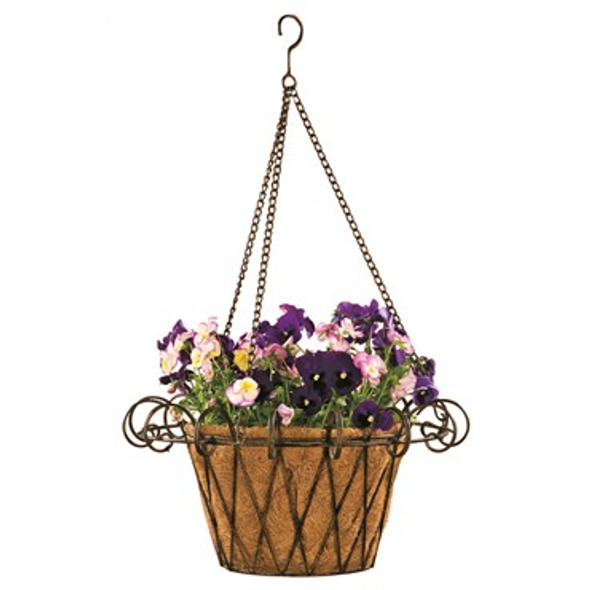 Deer Park Ironworks French Hanging Basket Natural Patina - 17in Diam x 8in H