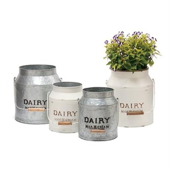 Deer Park Ironworks Dairy Jug Planter Variety Pack Assorted Colors - Set of 2 - Small: 9in Diam x 11in H (Holds 8in Pot), Medium: 12in Diam x 14in H (Holds 10in Pot)