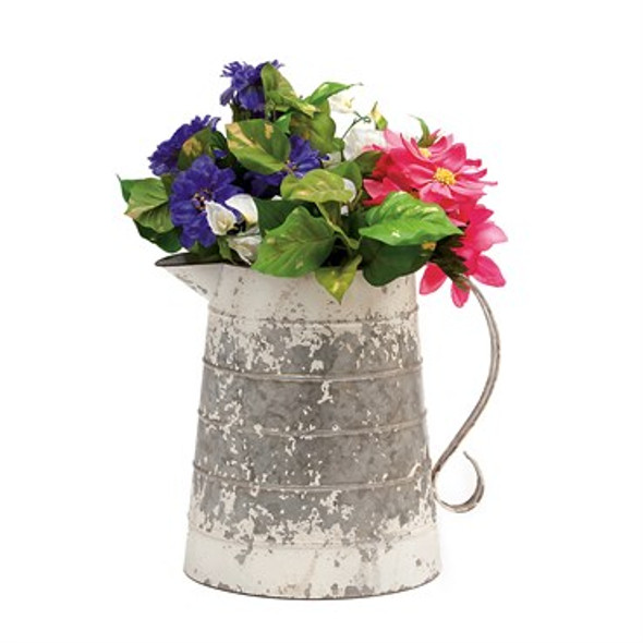 Deer Park Ironworks Tall Pitcher Planter Silver White