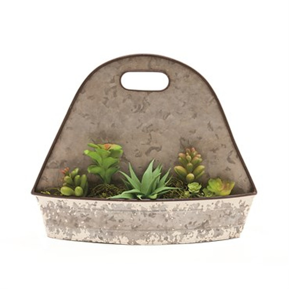 Deer Park Ironworks Succulent Wall Planter Silver/White - 15in x 3in x 12in