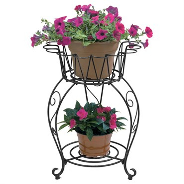 Deer Park Ironworks Small Round Wave Planter Black - 20in Diam x 25in H
