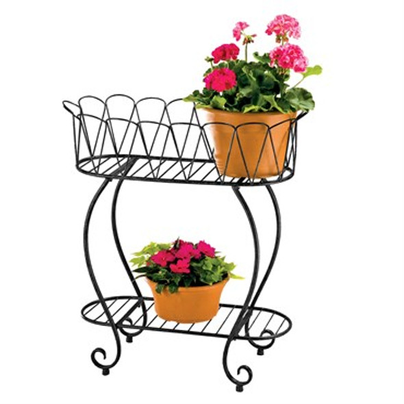 Deer Park Ironworks Medium Oval Wave Planter Black - 28in L x 15in W x 30in H