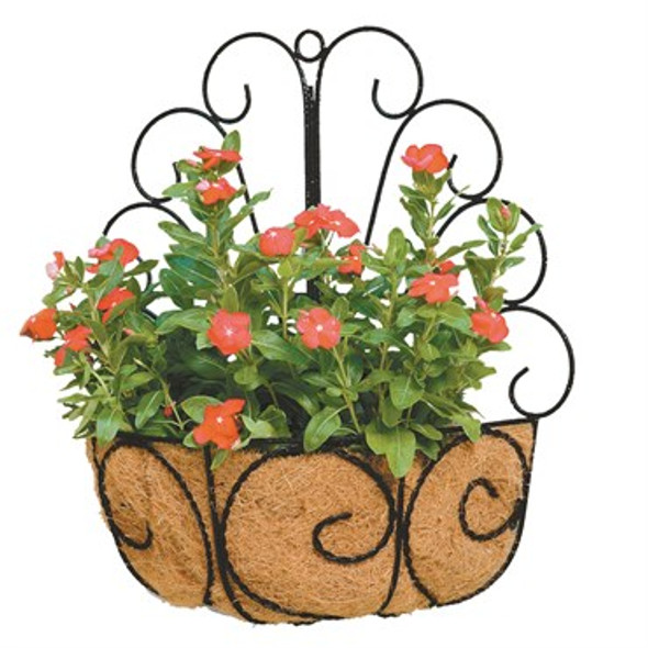 Deer Park Ironworks Peacock Wall Basket with Coco Liner Black - 18in L x 8in W x 19in H