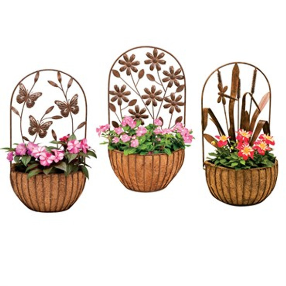 Deer Park Ironworks Wall Basket Variety Pack Natural Patina - 14in W x 9in D x 25in H