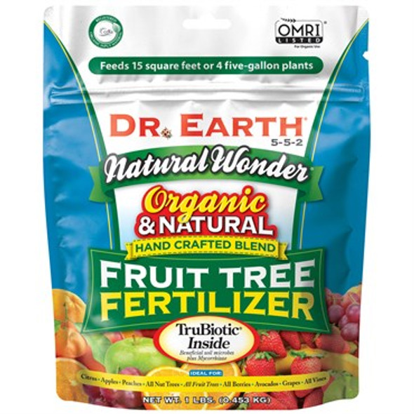 Dr. Earth Natural Wonder Fruit Tree Fertilizer 5-5-2 1lb Poly Bag