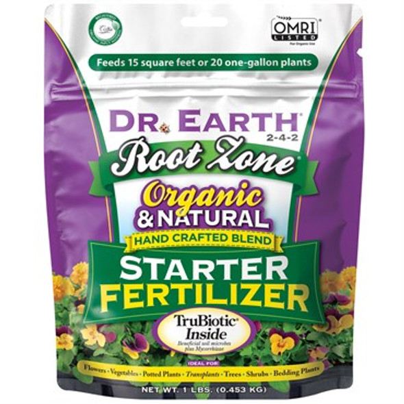 Dr. Earth Root Zone Starter Fertilizer 2-4-2 1lb Mini Poly Bag