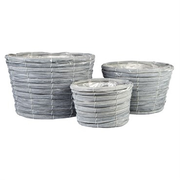 Gardener Select Wood Weaved Baskets Oval - 3pc Set: Large (12.6in L x 9.8in W x 5.1in H), Medium (11in L x 7.8in W x 4.7in H), Small (9.4in L x 6.3in W x 4.3in H)