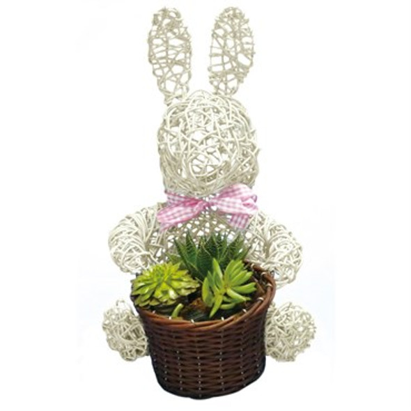 Gardener Select White Wicker Bunny Topiary Large - 10in H