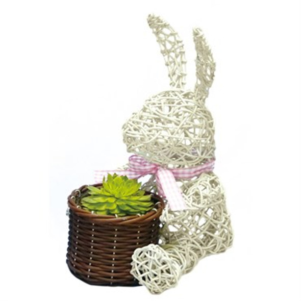 Gardener Select White Wicker Bunny Topiary Medium - 9in H
