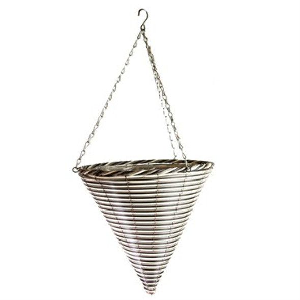 Gardener Select Resin Hanging Baskets Cone - White & Black Plastic / 14in Diam