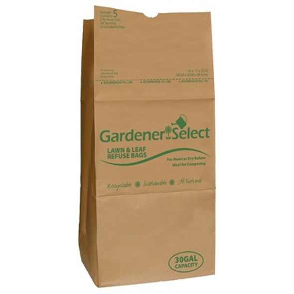 Gardener Select Lawn Refuse Bag 5pk - 2ply Heavy-Duty, 30gal Capacity Bags