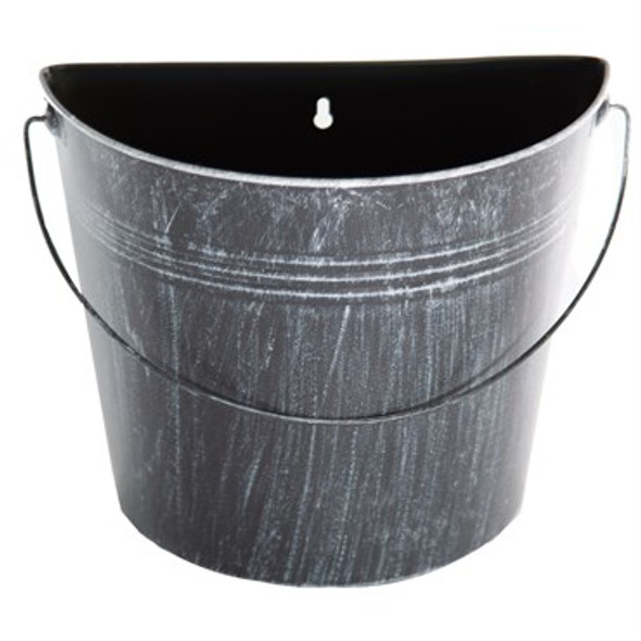 Gardener Select Farmhouse Collection Half Round Wall Bucket Antique Black - 10.2in L x 5.1in D x 8.7in H