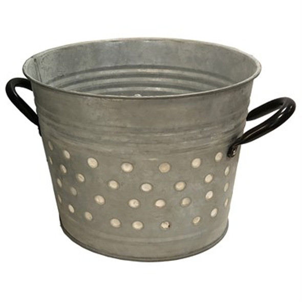 Gardener Select Metal Bucket Planter Dot Design - White Washed - 8.1in L x 6.3in W x 6.5in H