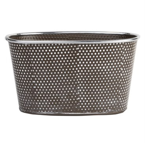 Gardener Select Embossed Zinc Planter Brown with White Dots - 10in Oval Pot - 9.5in L x 5.7in W x 5.5in H