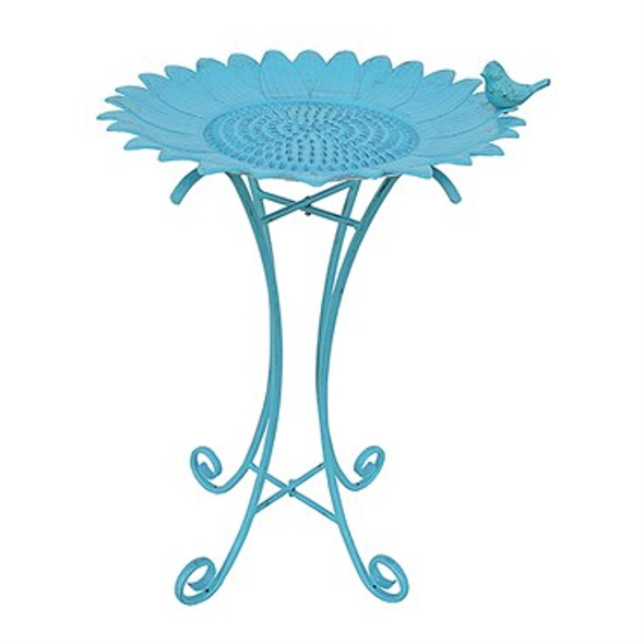 Innova Sunflower Bird Bath with Stand Brushed Blue - 19.75in Diam x 29in H