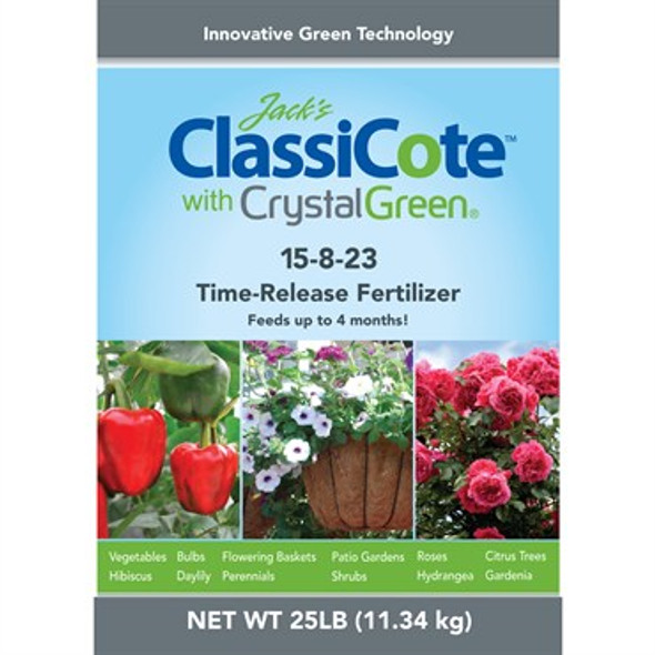 Jack's Classic ClassiCote with Crystalgreen 15-8-23 Time-Release Fertilizer 25lb Bag