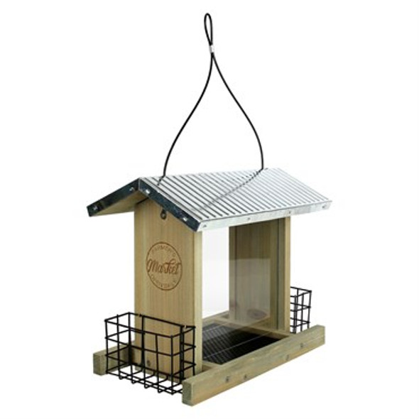 Nature's Way Galvanized Weathered Hopper Feeder 11in H x 12.5in W x 6in D, 3 qt Capacity