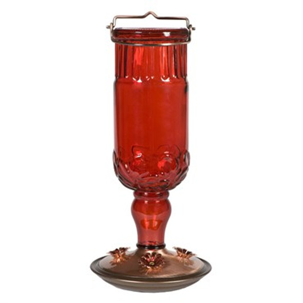 Perky-Pet Antique Bottle Hummingbird Feeder Round - Red, 24oz Capacity, 4 Feeding Ports