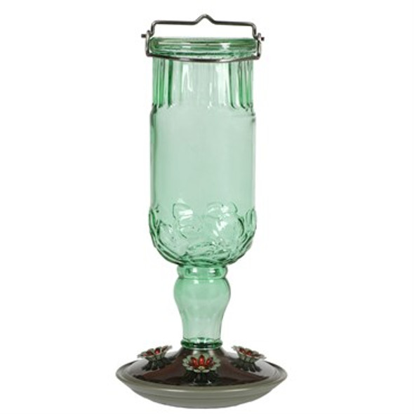 Perky-Pet Antique Bottle Hummingbird Feeder Round - Green, 24oz Capacity, 4 Feeding Ports