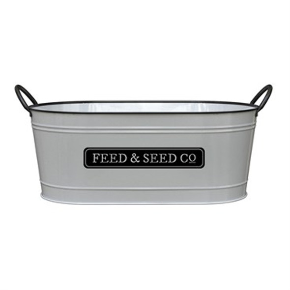 Panacea Milkhouse Feed & Seed Washtub Planter White - Oval / 16in L x 7in W x 9.5in H