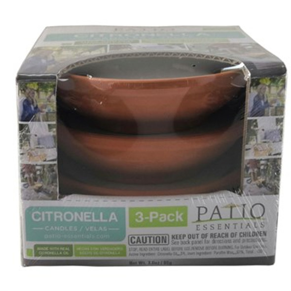 Patio Essentials Terra Cotta Dish Citronella Candle 3pcs - 3oz